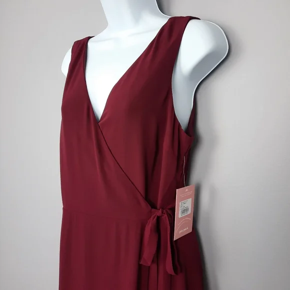 Birdy Grey Minae Sleeveless Wrap Chiffon Bridesmaid Dress in Cabernet size Small - Picture 3 of 15